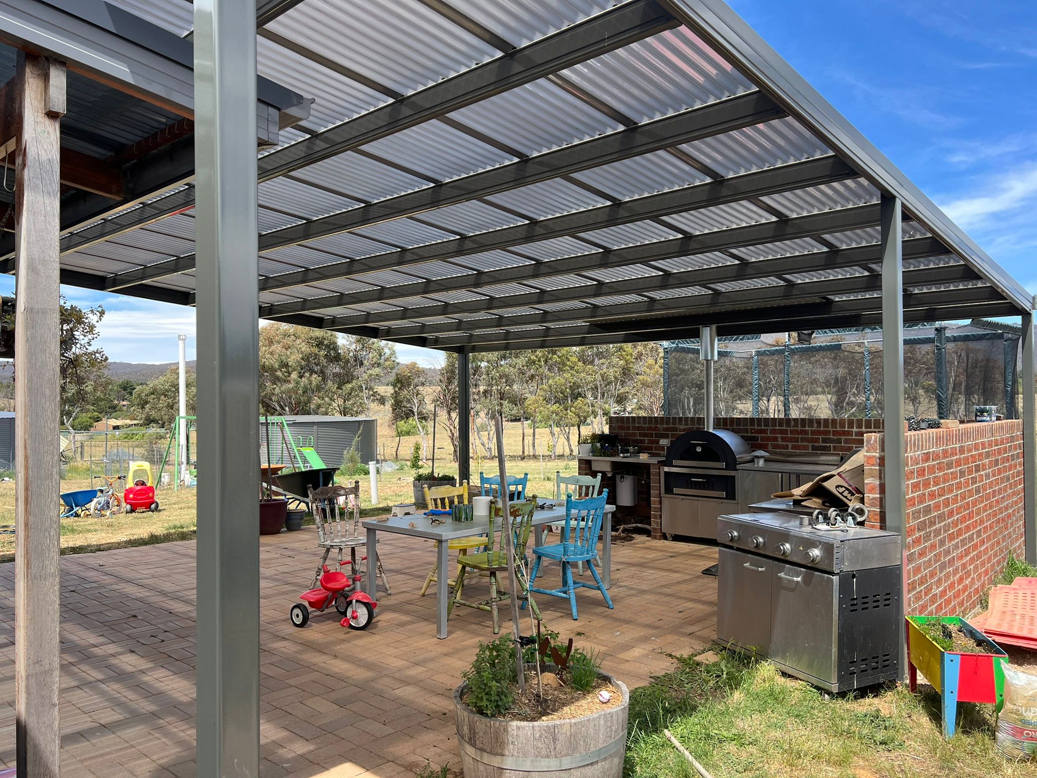 Freestanding pergola with Polycarbonate roof, Burra Canberra