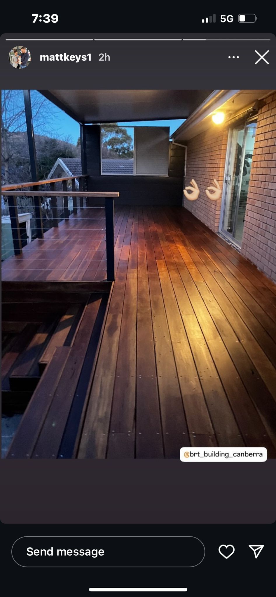 Spotted Gum deck and balustrade detail under pergola, Fisher Canberra