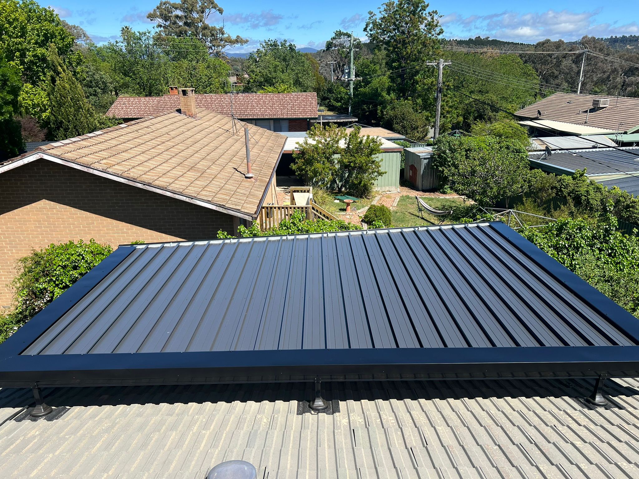 90mm Merbau decking boards under pergola, Rivett Canberra