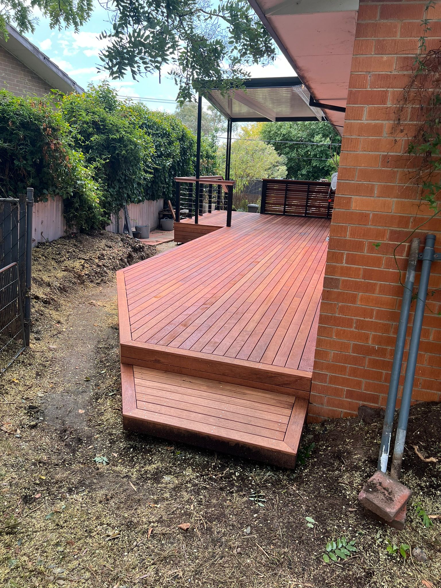 Pergola structural posts on Merbau decking, Rivett Canberra