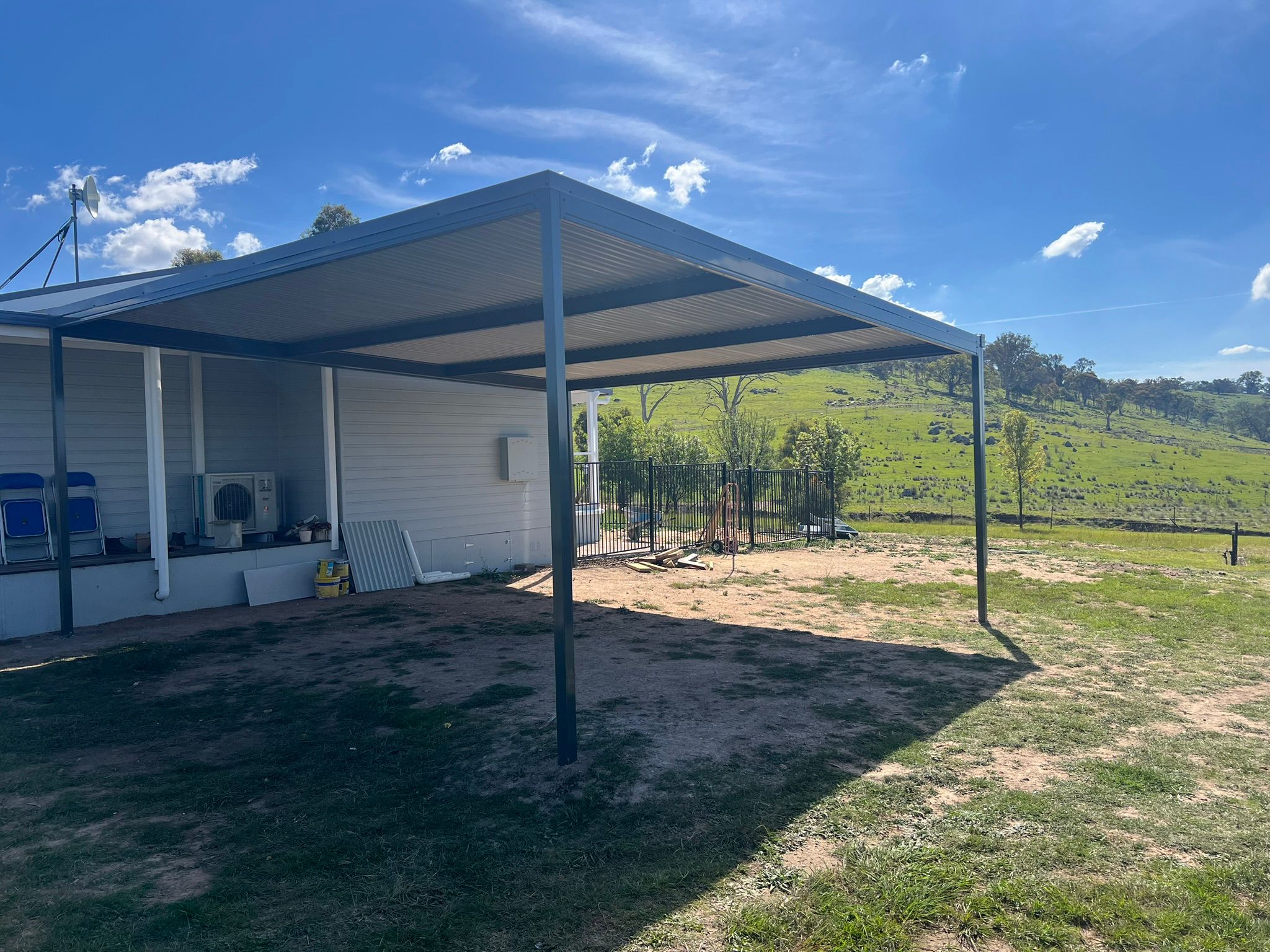 Freestanding pergola with Spandeck roof, Royalla Canberra